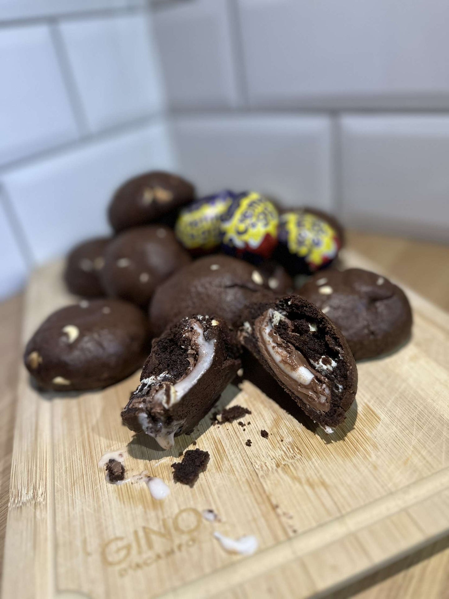 Creme Egg Stuffed Cookies